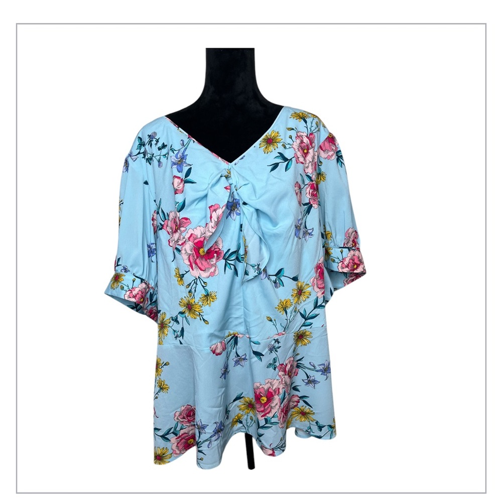 Lane Bryant Floral Short Sleeve Top Size 28